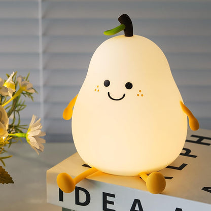🍐✨ Squishy Silicone Pear Night Lamp 🌙💡