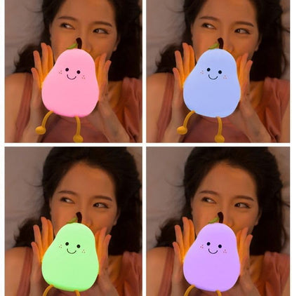 🍐✨ Squishy Silicone Pear Night Lamp 🌙💡